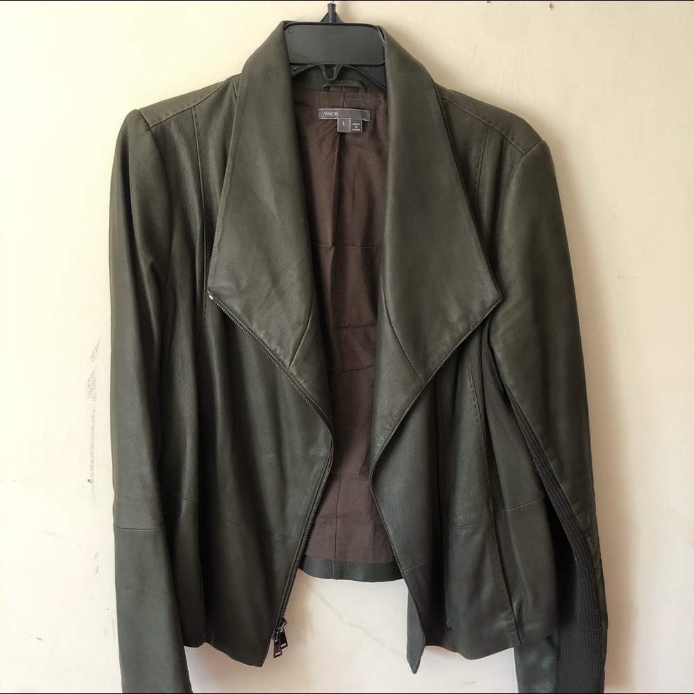 Vine Olive Leather Jacket size large